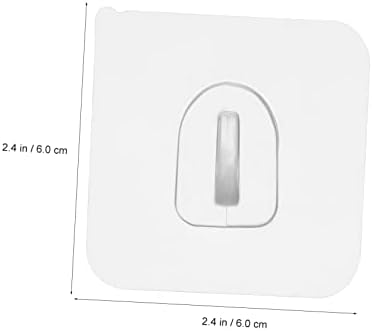 Simple Square Plastic Hooks with Adhesive - Transparent for Kitchen Bathroom Office Use