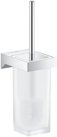 GROHE Effortlessly Starlight Chrome Toilet Brush Set - Durable Sturdy 40857000 Selection Cube