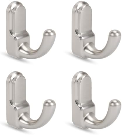 4-Piece Heavy Duty Brushed Nickel Towel Robe Hooks