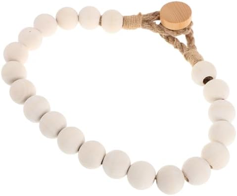 Luxshiny Hanging Toilet Paper Holder Creative Rope Wooden Bead Rack