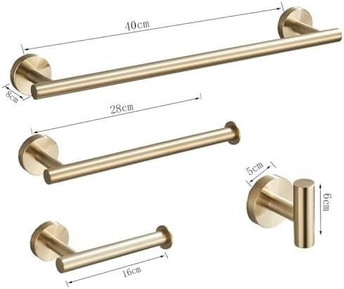 Stainless Steel Bathroom Towel Holder with Hooks 40cm Golden Finish