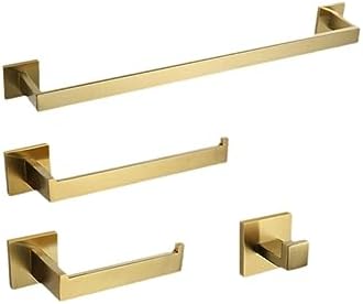 WangKensu Gold Brushed Stainless Steel Towel Bar Holder Set