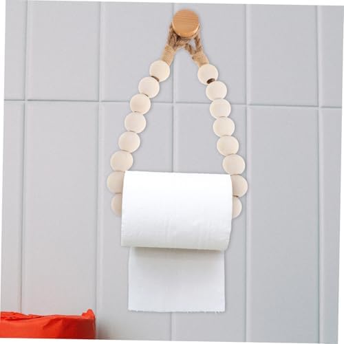 Luxshiny Wooden Bead Paper Towel Holder Modern Wall Mount