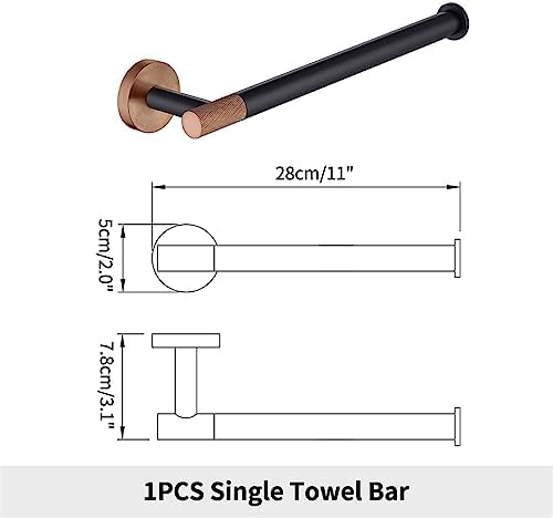 Stainless Steel 4-PC Rose Gold Black Bath Towel Rack