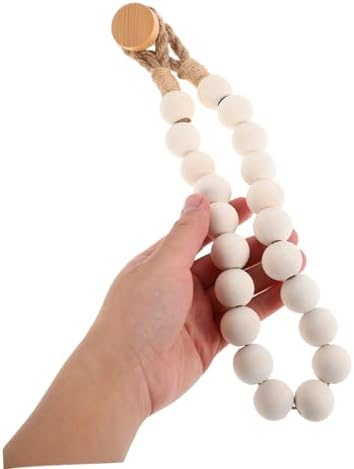 Luxshiny Hanging Toilet Paper Holder Creative Rope Wooden Bead Rack