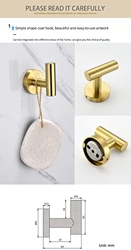 IsolaY Brushed Gold Stainless Steel Towel Holder for Bathroom Wall Mount