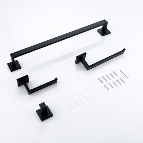 IsolaY Matte Black Bath Accessories Set Perfect for Delayed Orders