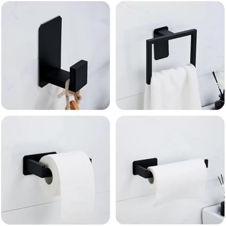304 Stainless Steel Towel Bar Set 3-Piece Black