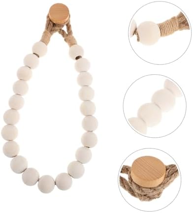 Luxshiny Wooden Bead Paper Towel Holder Modern Wall Mount