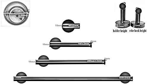Sturdy Chrome Comfort Towel Bar for Bathroom Black Gold
