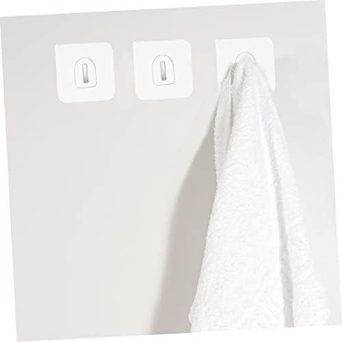 Simple Square Plastic Hooks with Adhesive - Transparent for Kitchen Bathroom Office Use