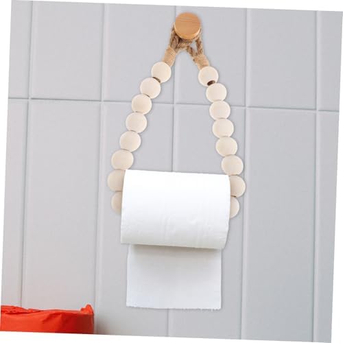 Creative Ropes Wooden Bead Toilet Paper Holder Wall-Mounted Storage