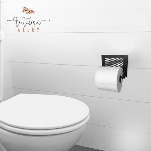 Modern Farmhouse Toilet Paper Holder Wall-Mounted Rustic Black Decor