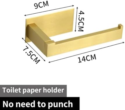 IsolaY Punched Brushed Gold Towel Rail Paper Holder Stainless Steel Bath Hardware