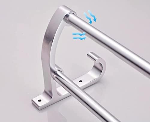 Double Towel Rail 60Cm Wall Mounted Towel Bar with Double Hooks