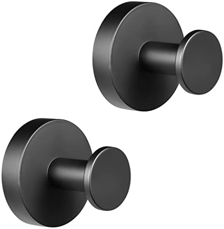 2-Pack Matte Black Stainless Steel towel robe hooks for Bathroom Bedroom