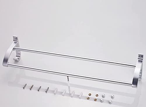 Double Towel Rail 60Cm Wall Mounted Towel Bar with Double Hooks