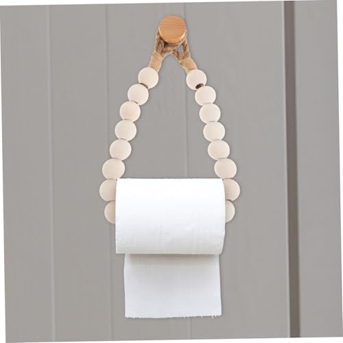 Luxshiny Hanging Toilet Paper Holder Creative Rope Wooden Bead Rack