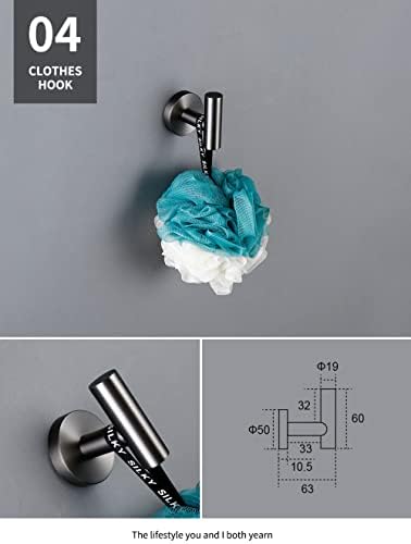 IsolaY Chrome Robe Hook Towel Bar Set Stainless Steel