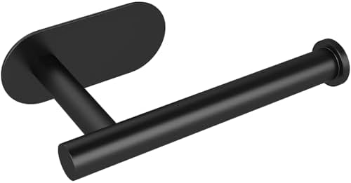 Gewturs Self-Adhesive Toilet Paper Holder Matte Black No-Drill Wall-Mounted