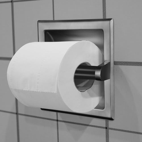 4-Piece Black Toilet Paper Holder Spring-Loaded Roller Replacement