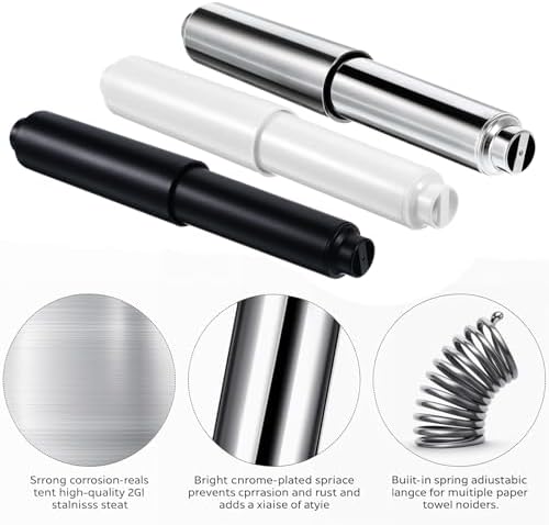 Ouligay 3-Piece Rust-Proof Toilet Paper Roll Holder Black White Silver