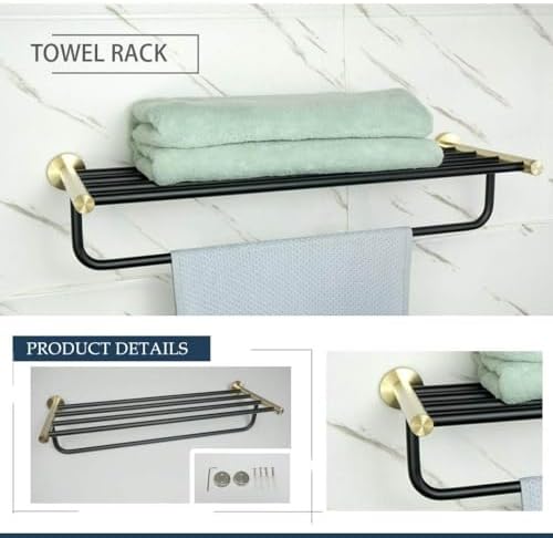 Luxury Gold Black 304 Stainless Steel Towel Ring Bathroom Accessory Set