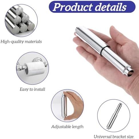 2-Piece Stainless Steel Toilet Paper Holder Replacement Rod