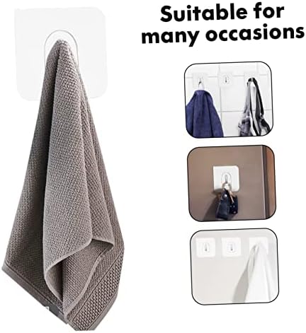 Simple Square Plastic Hooks with Adhesive - Transparent for Kitchen Bathroom Office Use