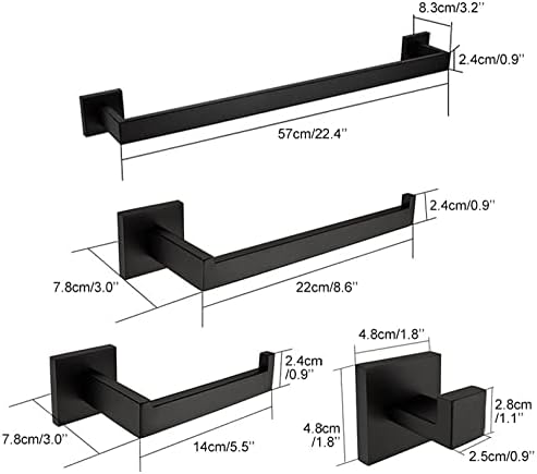 Sturdy Black Bath Set - Brushed Gold Towel Rail Bar Shelf