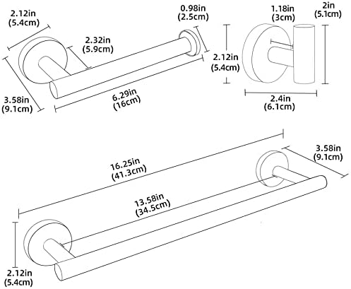 Premium 304 Stainless Steel Bathroom Towel Bar Set Black
