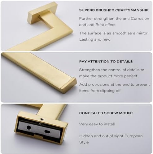 Stainless Steel Bathroom Kit Brushed Gold rust-proof modern design
