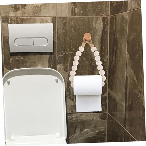 Luxshiny Hanging Toilet Paper Holder Creative Rope Wooden Bead Rack