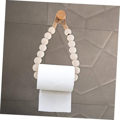 Luxshiny Wooden Bead Paper Towel Holder Modern Wall Mount
