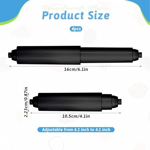 4-Piece Toilet Paper Roller Replacement Rods for Bathroom Black