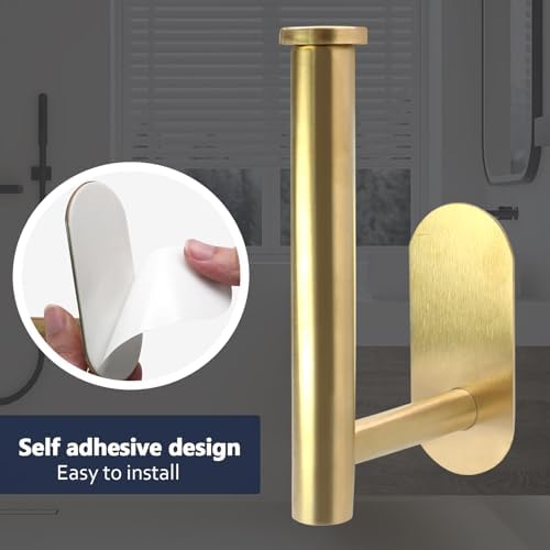 Stainless Steel Self-Adhesive Toilet Paper Holder Durable and Stylish Round Design Gold