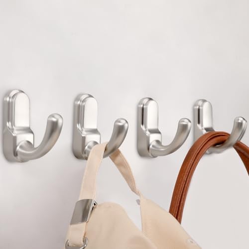 4-Piece Heavy Duty Brushed Nickel Towel Robe Hooks