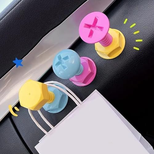 3-Piece Screw-Shaped Adhesive Wall Hooks for Home Use