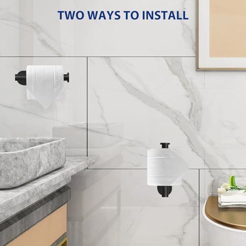 Gewturs Self-Adhesive Toilet Paper Holder Matte Black No-Drill Wall-Mounted