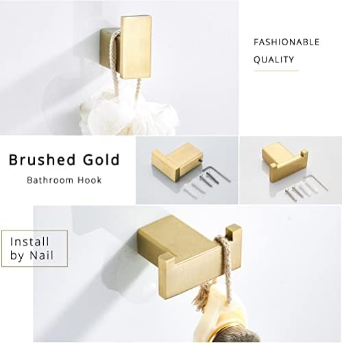 PIZZZENO Brushed Gold Essentials - 304 Stainless Steel Bathroom Towel Brush Holder Set