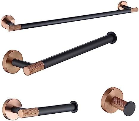Stainless Steel 4-PC Rose Gold Black Bath Towel Rack