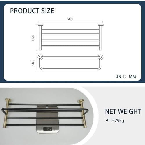 Luxury Gold Black 304 Stainless Steel Towel Ring Bathroom Accessory Set