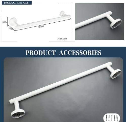 Wall-Mounted Stainless Steel White Towel Rack Bathroom Kitchen Essential Set of 5