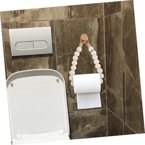 Rope Wood Bead Holder - Nautical Bathroom Decor Paper Towel Holder Stand