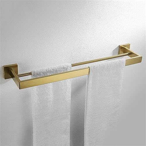 Double Towel Rack Brushed Gold Bathroom Hardware Space-Saving Towel Holder
