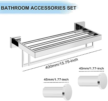 WangKensu 2 x 40cm Wall-Mounted Towel Rack Mirror Polished Bathroom Hardware