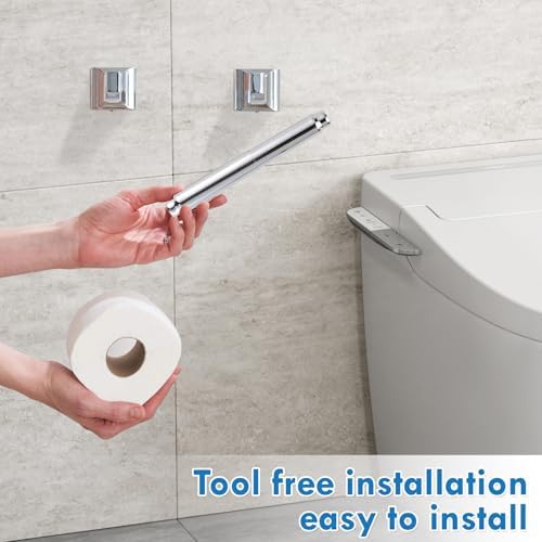EXEXIUOStainless Steel Spring-Loaded Toilet Paper Holder Durable Compact