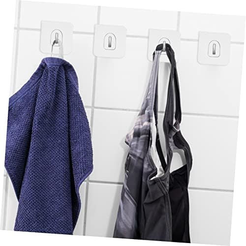 Simple Square Plastic Hooks with Adhesive - Transparent for Kitchen Bathroom Office Use