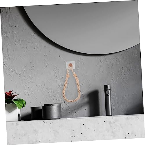 OUNONA 1pc Retro Cotton Rope Toilet Paper Holder Beige Woven Design