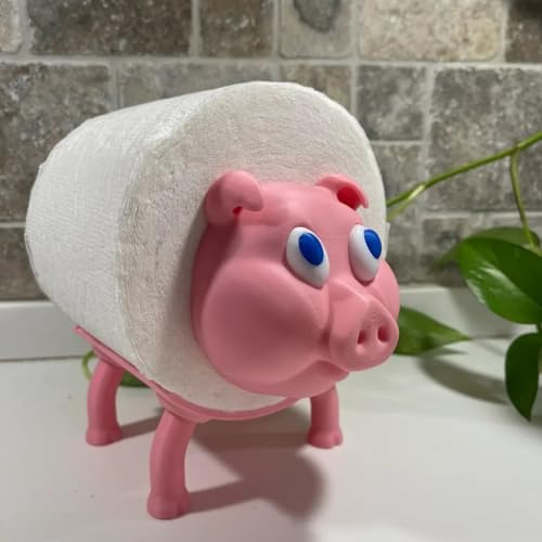 Cute Animal Toilet Paper Holder - Sturdy PLA Bathroom Tissue Roll Stand Pig Design